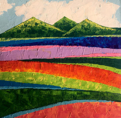 Oil painting Beyond the Mountains by Zadorozhnya V. V. with green peaks