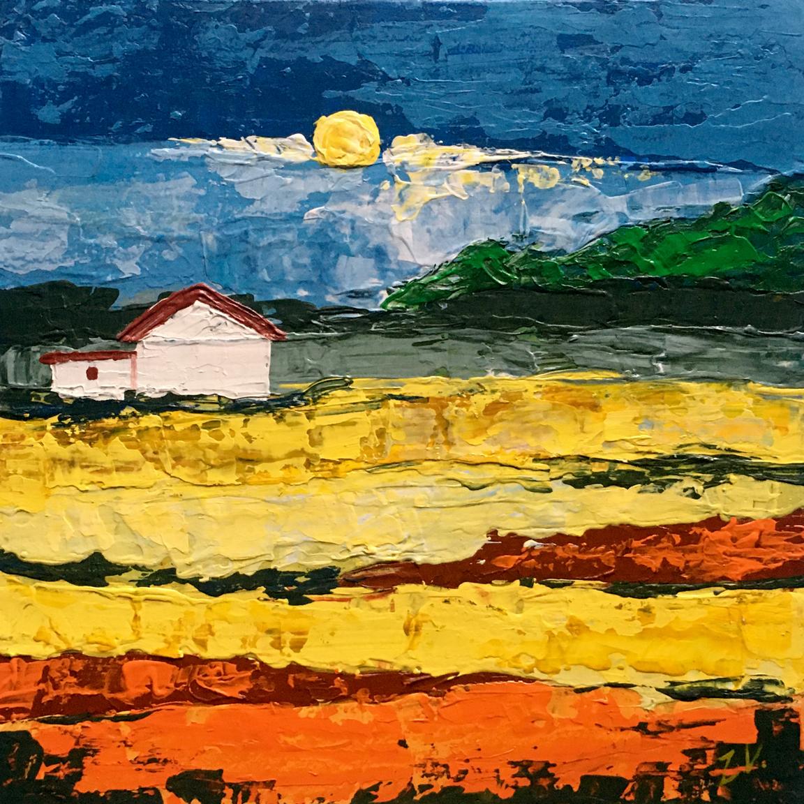 Oil painting House by the coast by Zadorozhnya V. V. vibrant fields scene