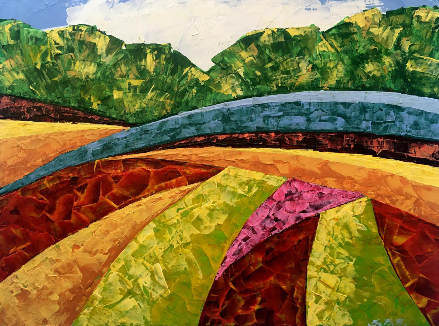 Vibrant oil painting The road to the forest by Zadorozhnya V. V
