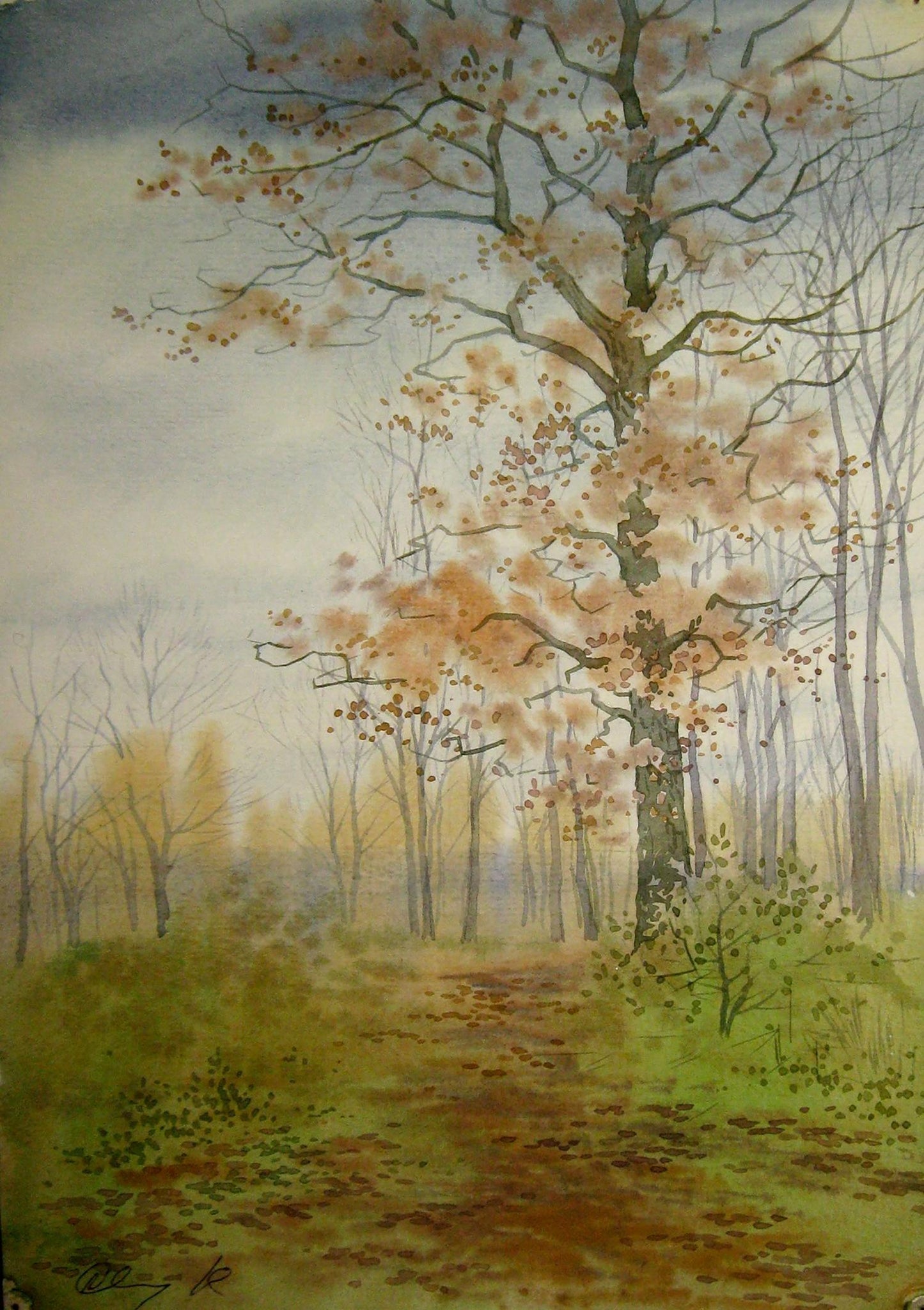 Watercolor painting Oak Savenets Valery