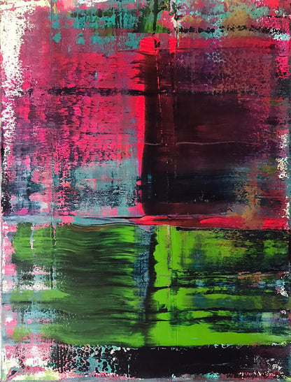 Vibrant acrylic painting Colorful mood by Melezhik Olga in magenta teal lime green