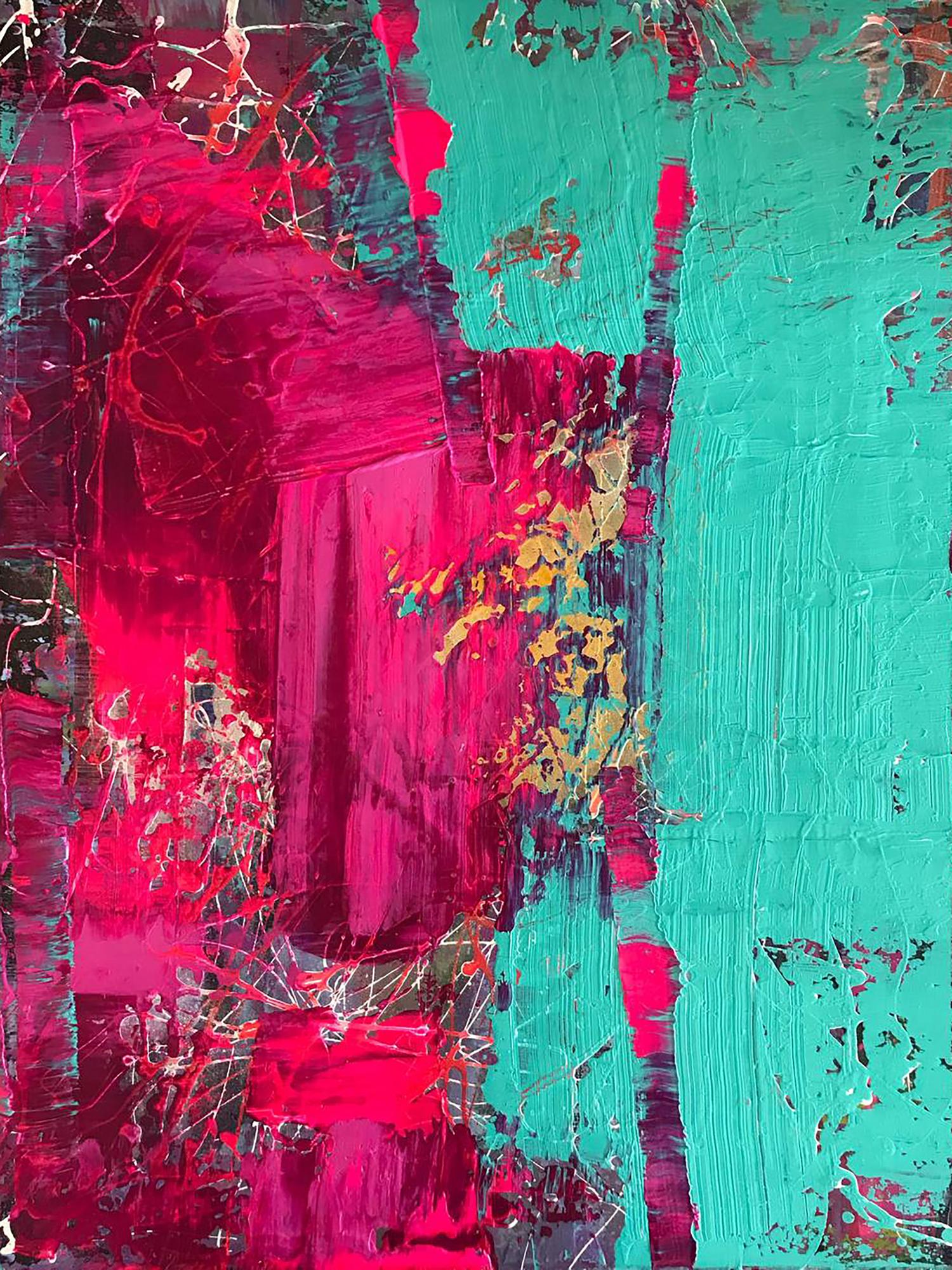 Vibrant Insolent Venus acrylic painting by Melezhik Olga in magenta teal gold
