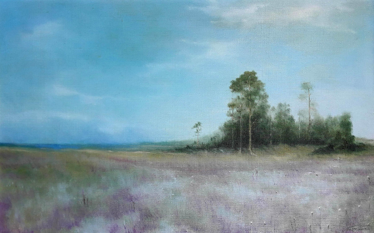 Serene oil painting of lavender field by Korkishko Vasily