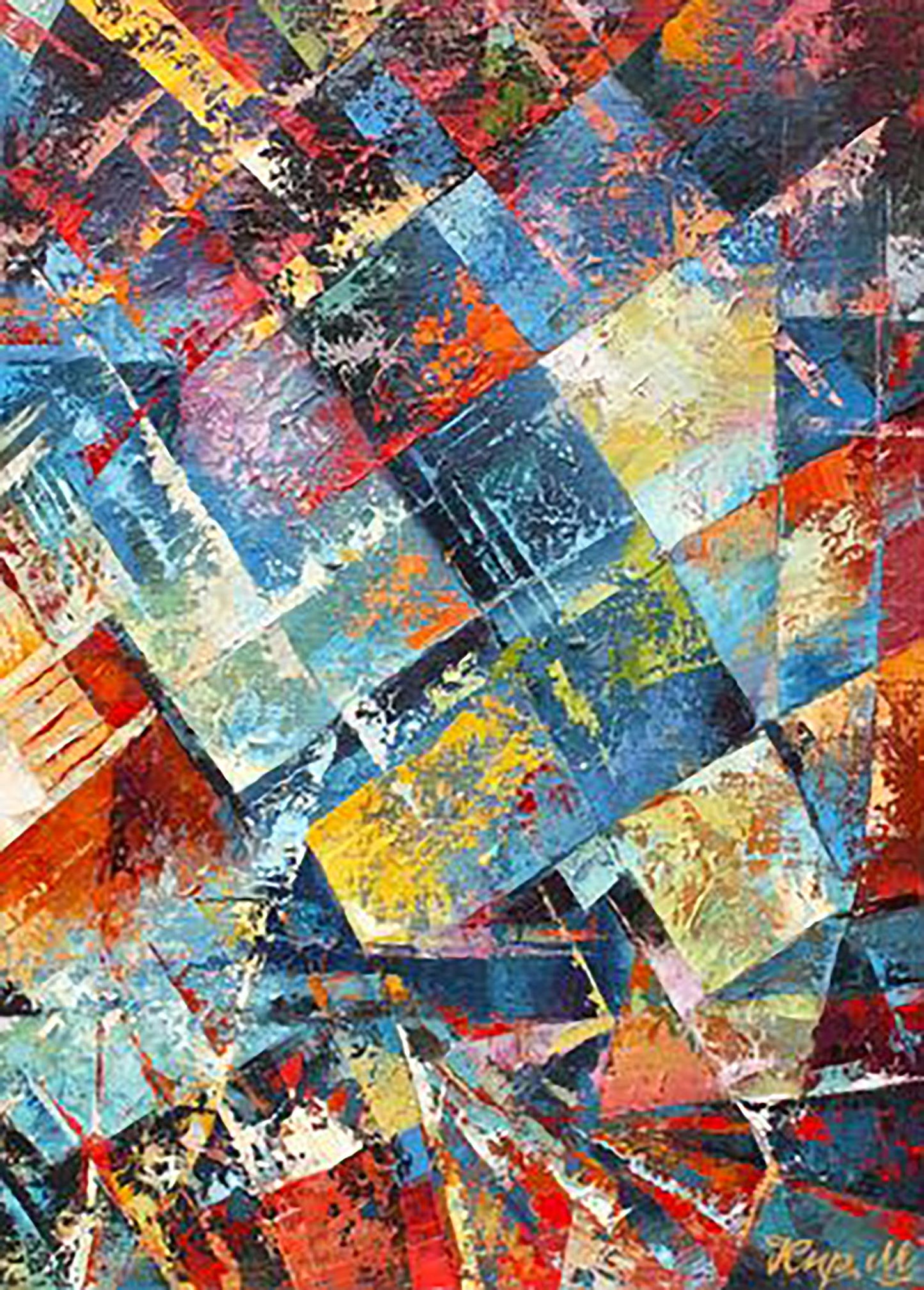 Vibrant Awakening oil painting by Kirilenko Mikhail with bold geometric shapes