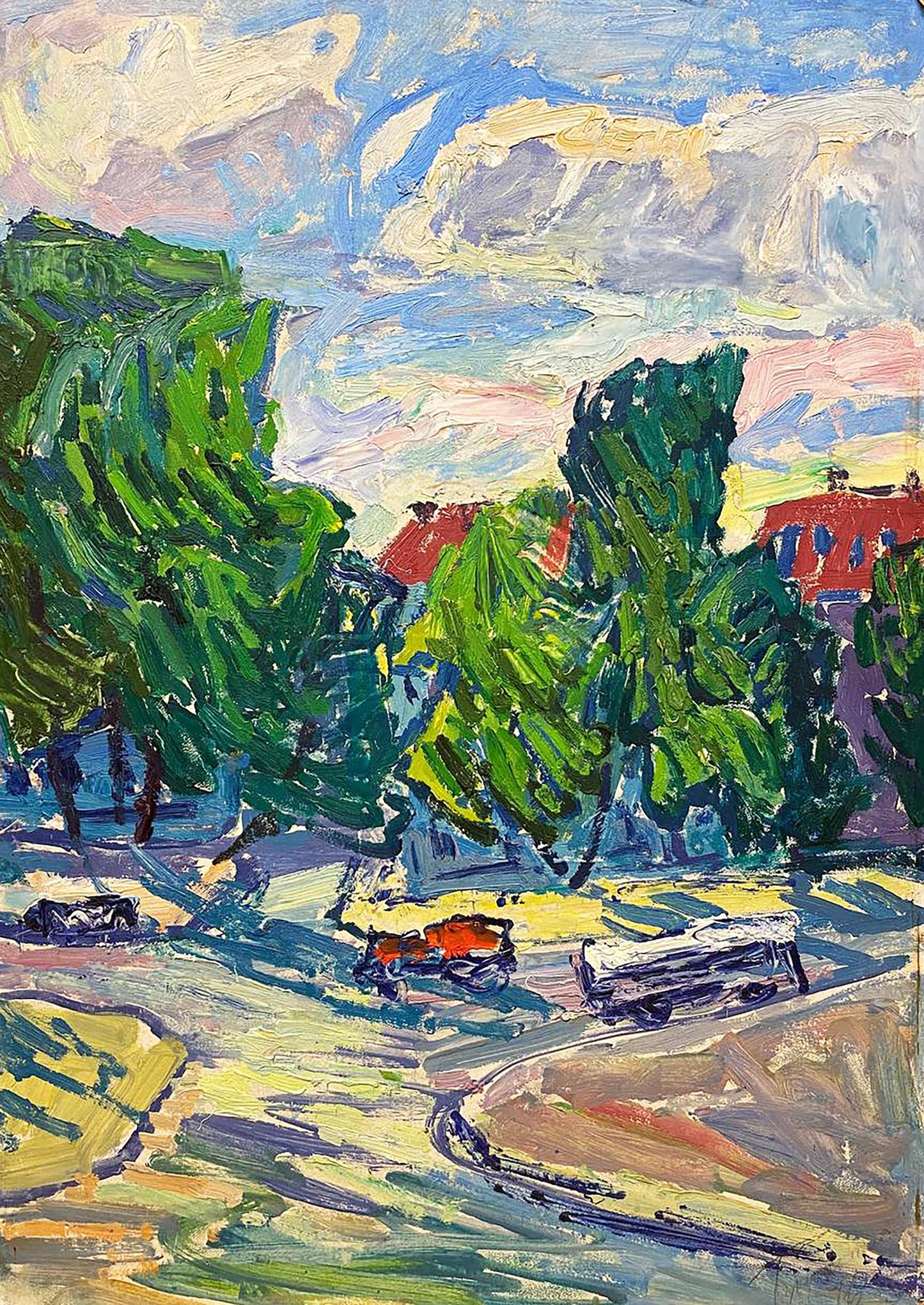 Vibrant impressionist oil painting Road in C. by Glushchenko