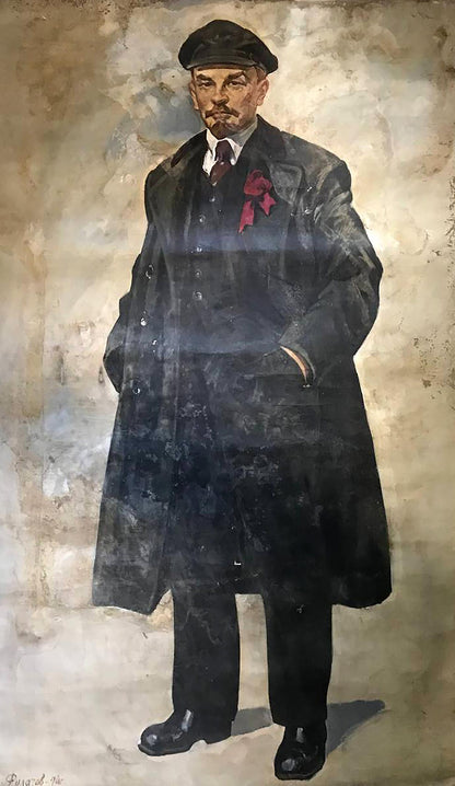 Oil painting portrait of Lenin by Filatov Konstantin Vladimirovich in dark textured overcoat