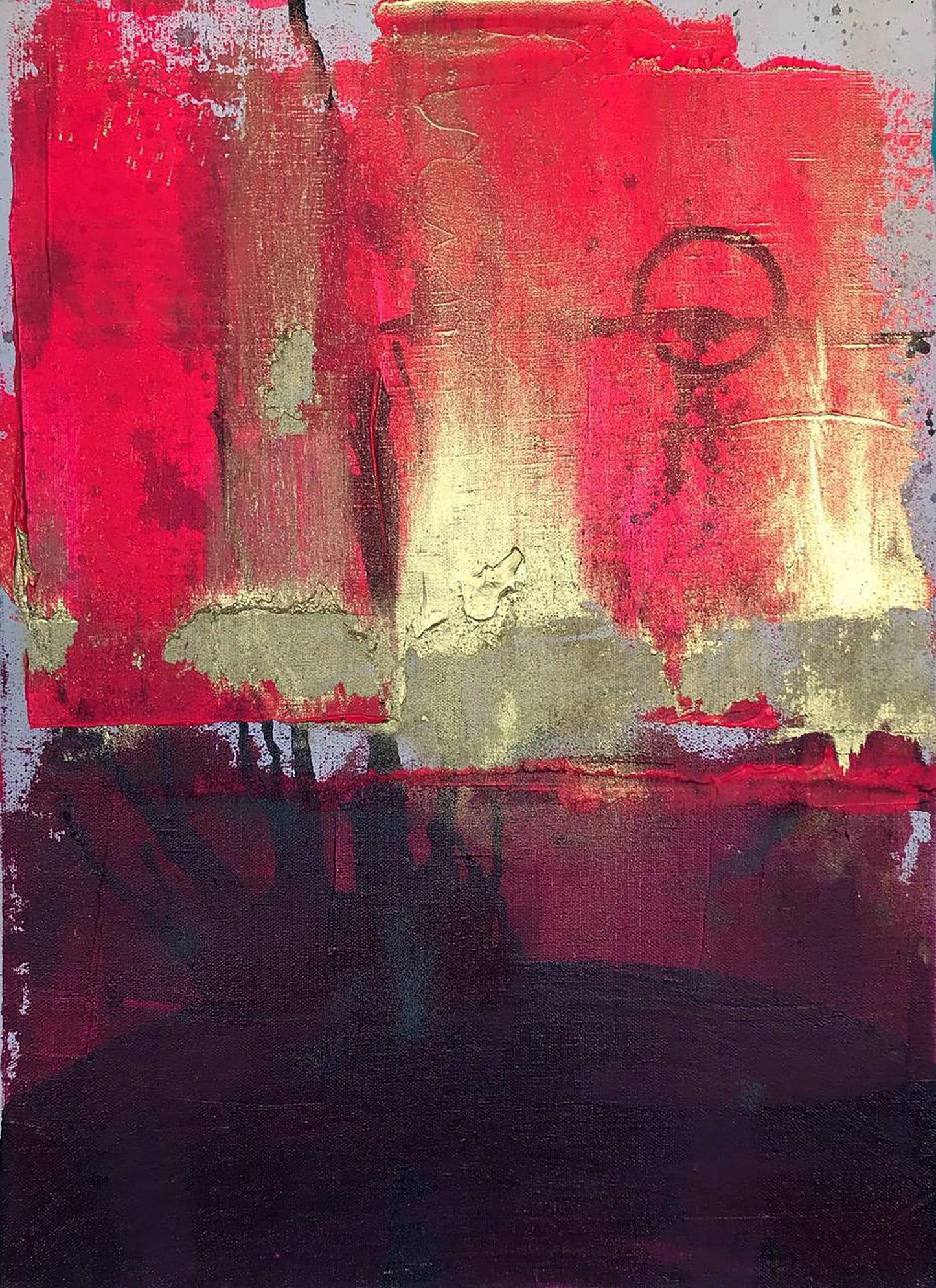 Acrylic painting Golden Sails by Melezhik Olga in red, gold, purple hues