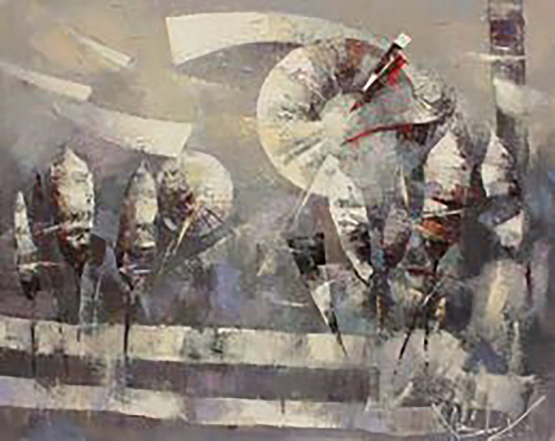 Oil painting Silver morning by Valentina Alekseevna Kozyar, abstract grays