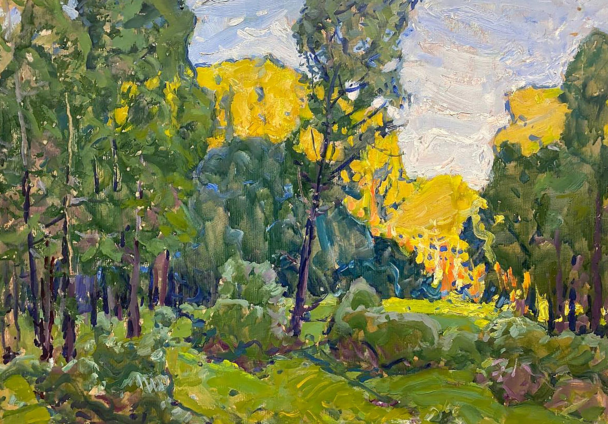 Vibrant impressionist oil painting Early autumn by Kolosovsky Georgy Sergeevich
