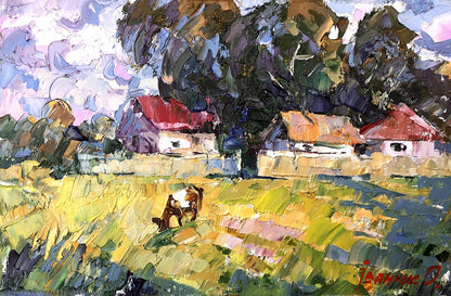 Oil painting Near the yard Kalenyuk Alex