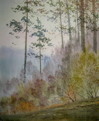 Watercolor painting At the edge of the forest Savenets Valery
