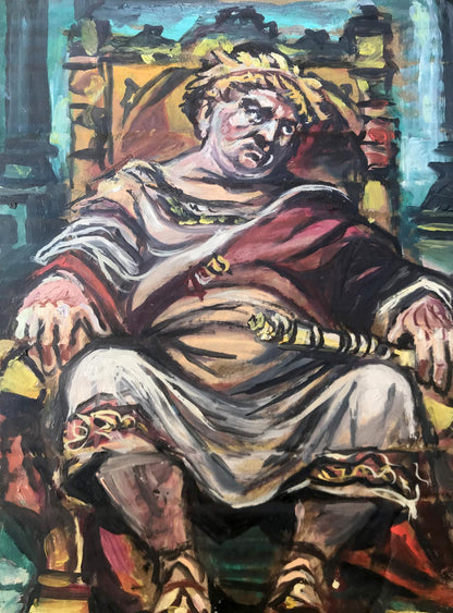 Oil painting portrait of Caesar Alexander Arkadievich Litvinov on throne