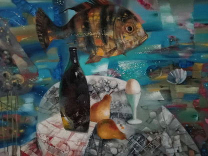 Oil painting Still life with fish Anatoly Borisovich Tarabanov