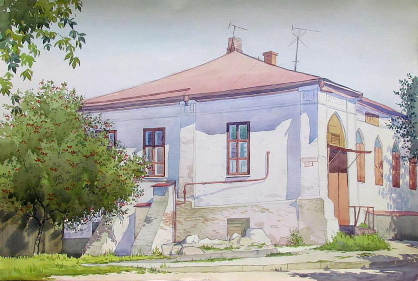 Watercolor painting House on Lermontovskaya Street Savenets Valery