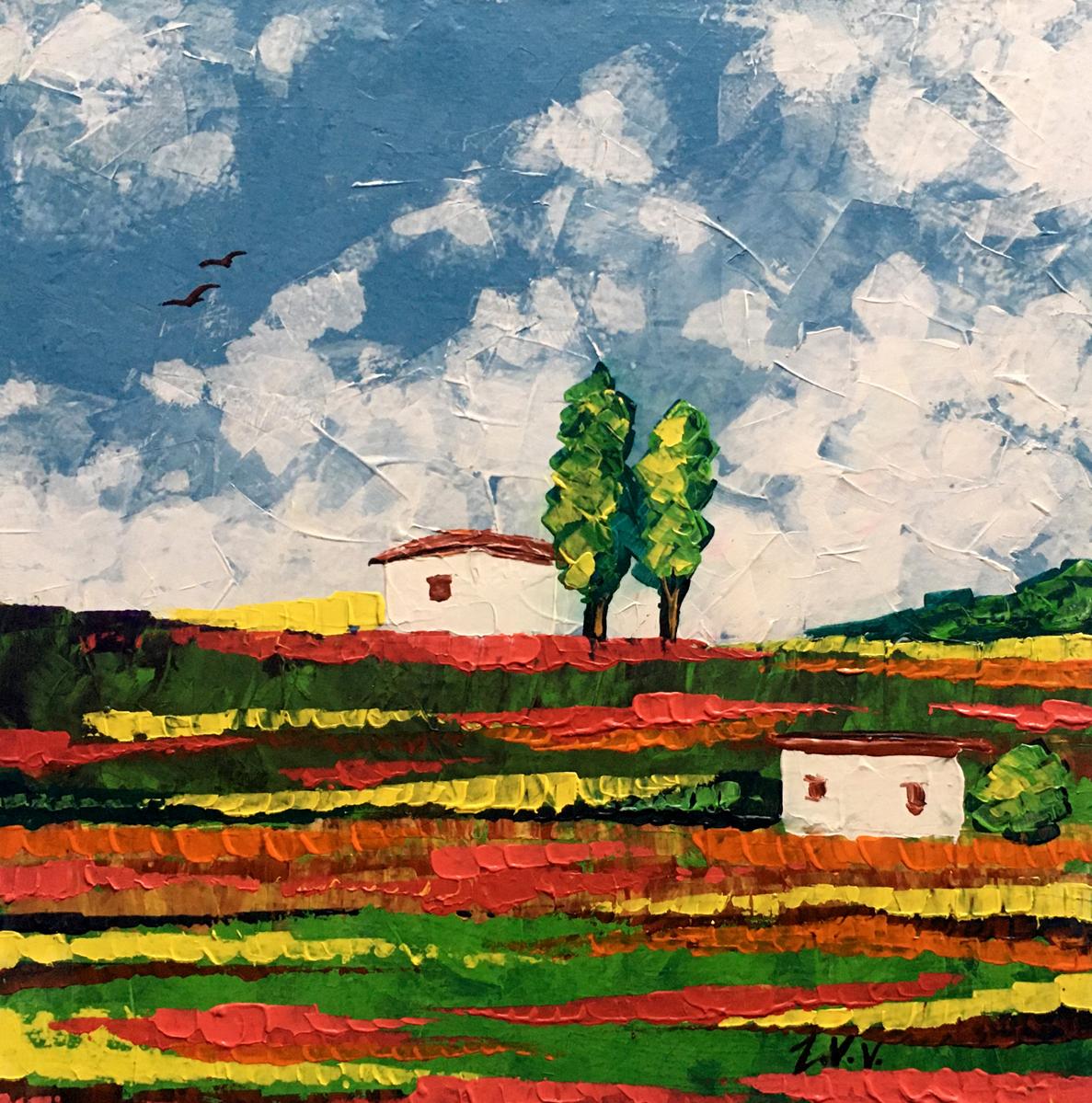 Oil painting Somewhere in the field by Zadorozhnya V. V. rural landscape