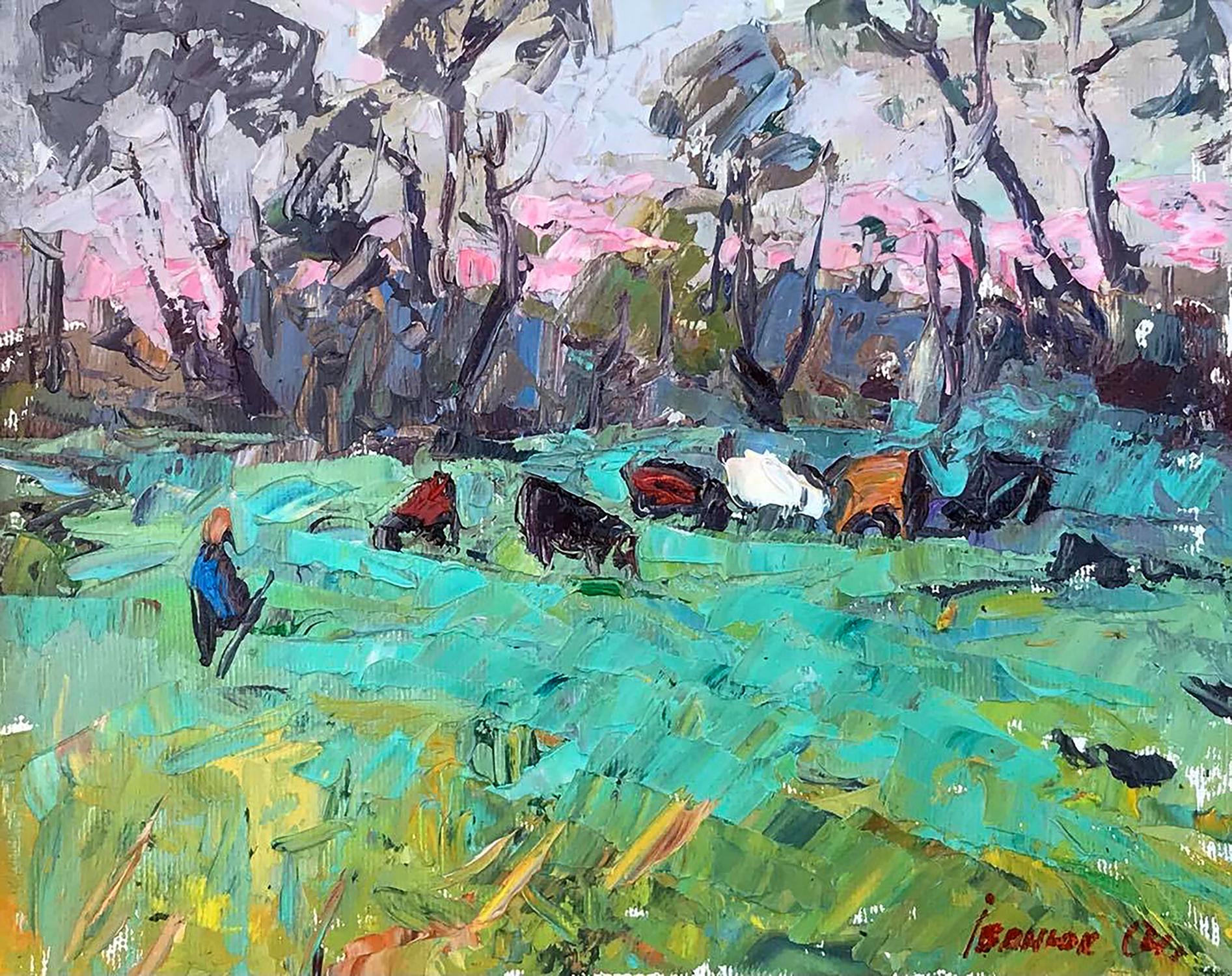 Vibrant impressionist oil painting Morning in the Meadows by Ivanyuk Alex