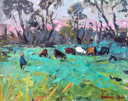 Vibrant impressionist oil painting Morning in the Meadows by Ivanyuk Alex
