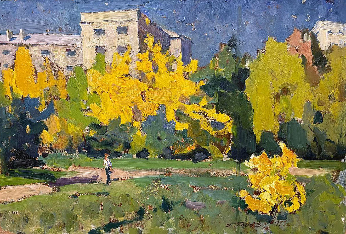 Vibrant Urban Autumn oil painting by Petrov Georgy Petrovich