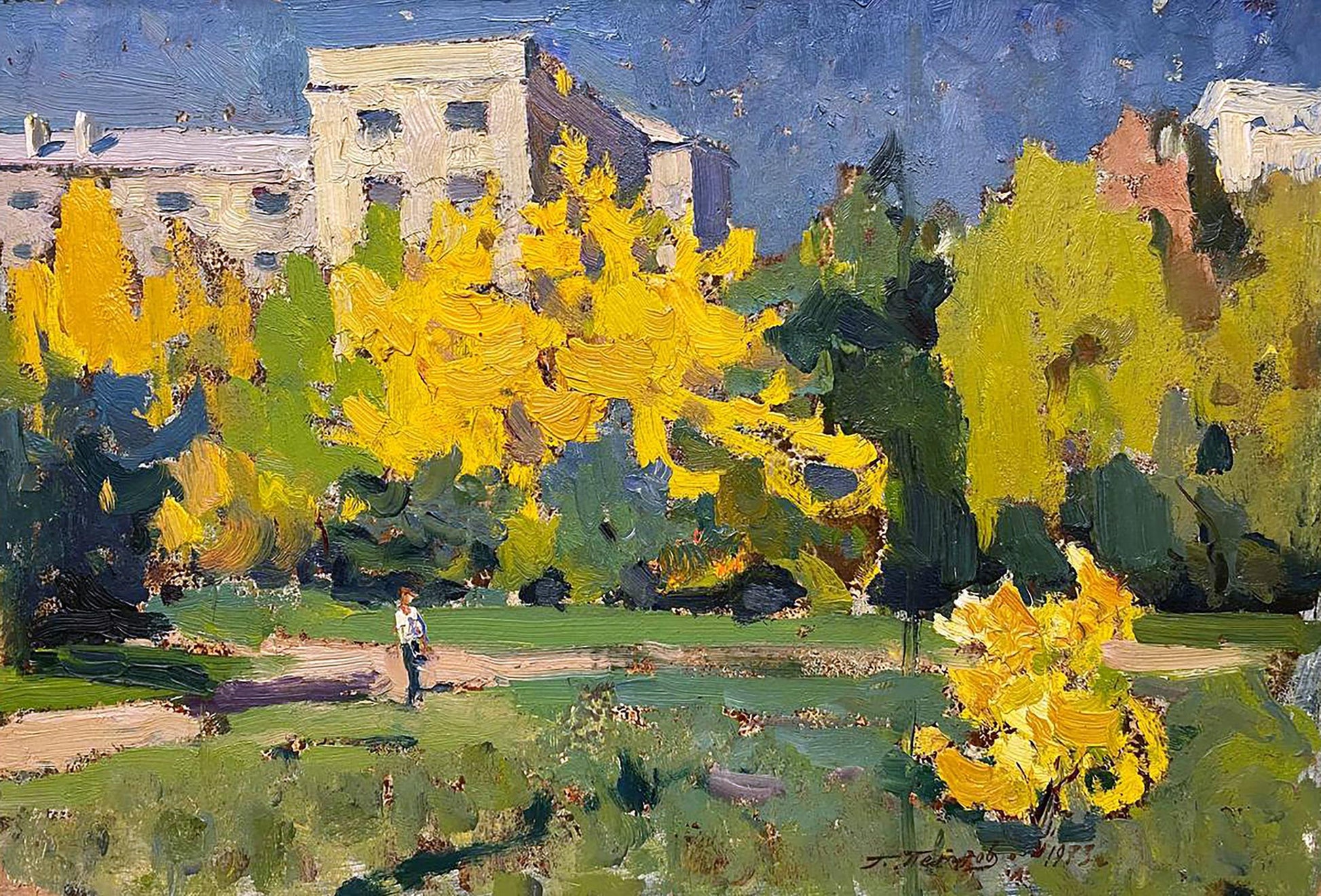 Vibrant Urban Autumn oil painting by Petrov Georgy Petrovich