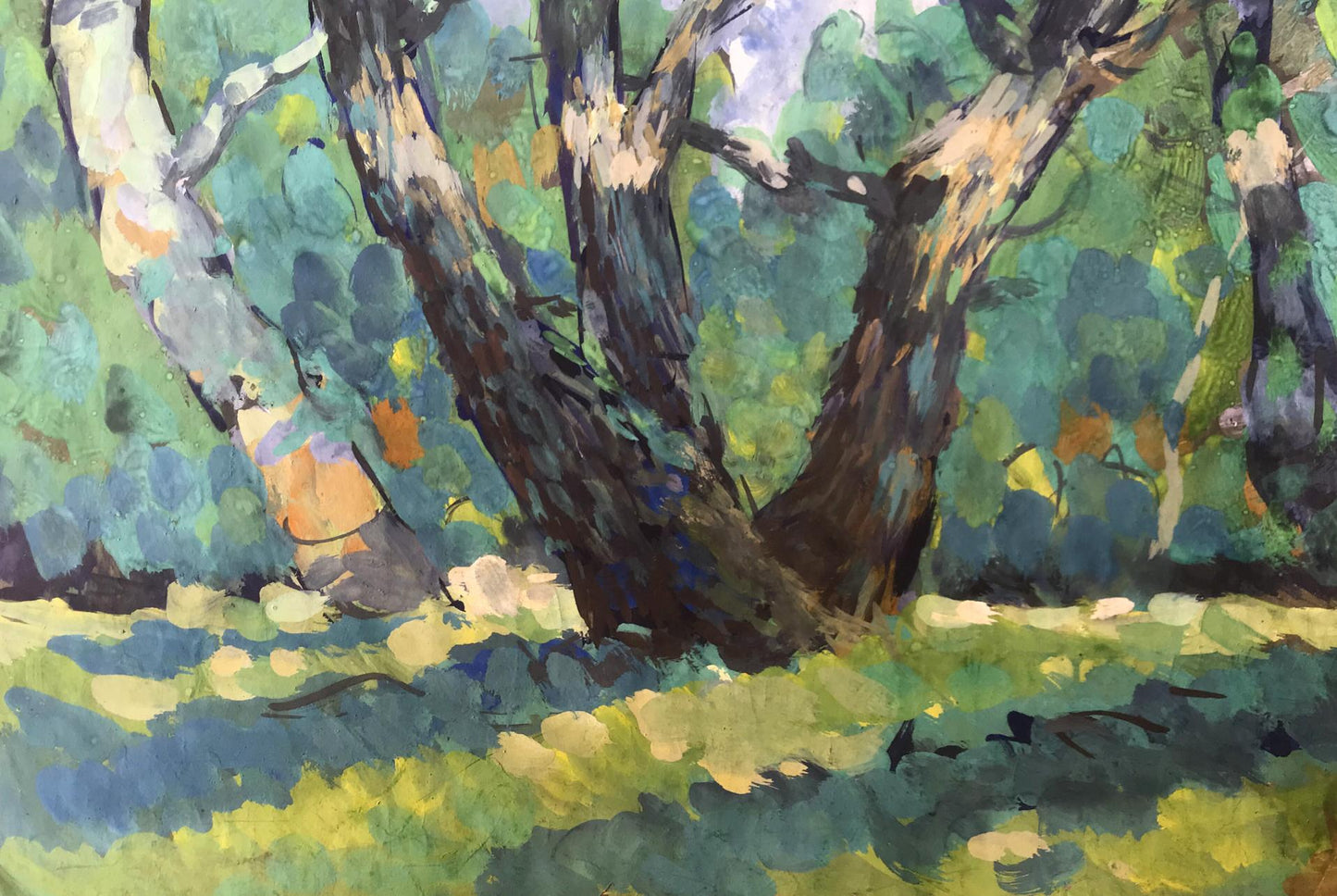 Vibrant impressionist oil painting of forest meadow by Litvinov