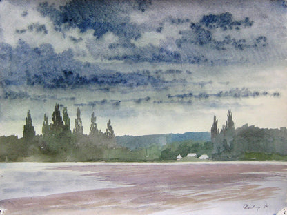 Watercolor painting Clouds are coming Savenets Valery