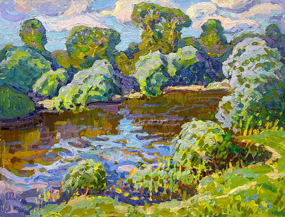 Vibrant impressionistic oil painting Summer day by Ruban Grigory Savelyevich