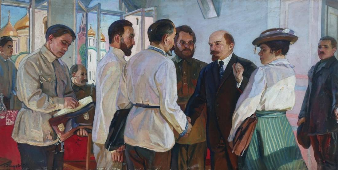 Oil painting of delegates at 1st Congress of Communist Party of Ukraine by Melikhov