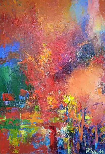 Vibrant Autumn Kirilenko Mikhail oil painting with bold colorful brushstrokes