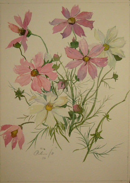 Watercolor painting Peonies Savenets Valery