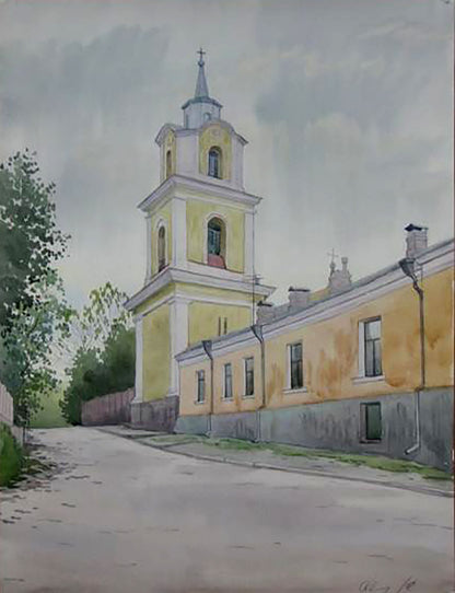 Watercolor painting Cloudy July Savenets Valery