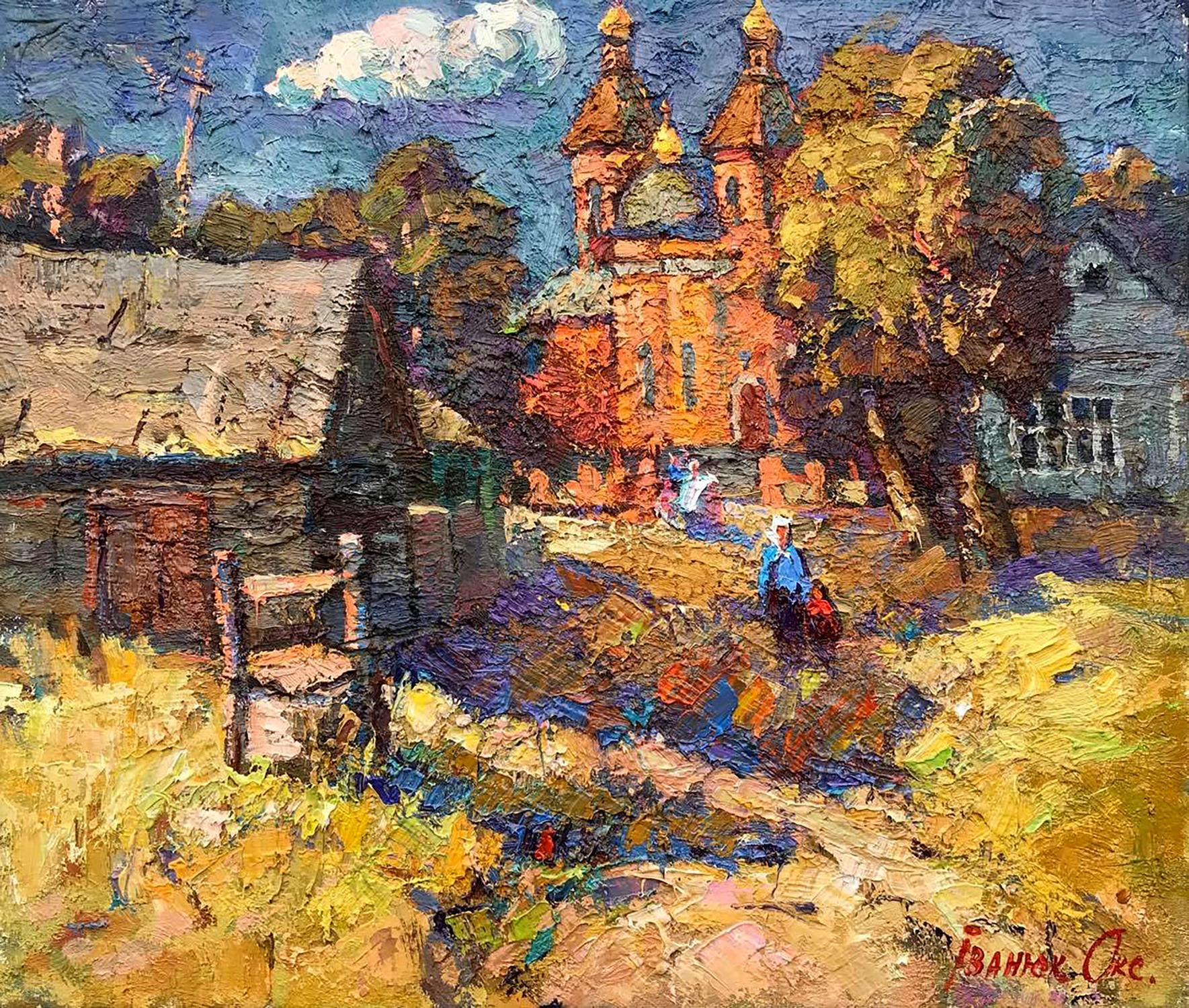 Oil painting Evening in the village Ivanyuk Oksana