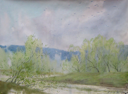 Watercolor painting April tenderness Savenets Valery