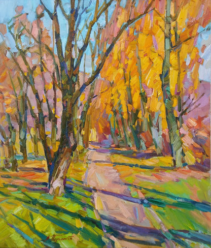 Oli painting Morning in the park Pereta Vyacheslav