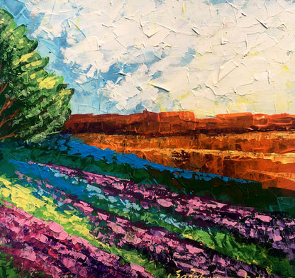 Vibrant impressionist oil painting Hot day by Zadorozhnya V. V. sunlit field
