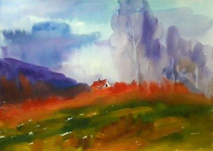 Watercolor painting House in the forest Serdyuk Boris Petrovich