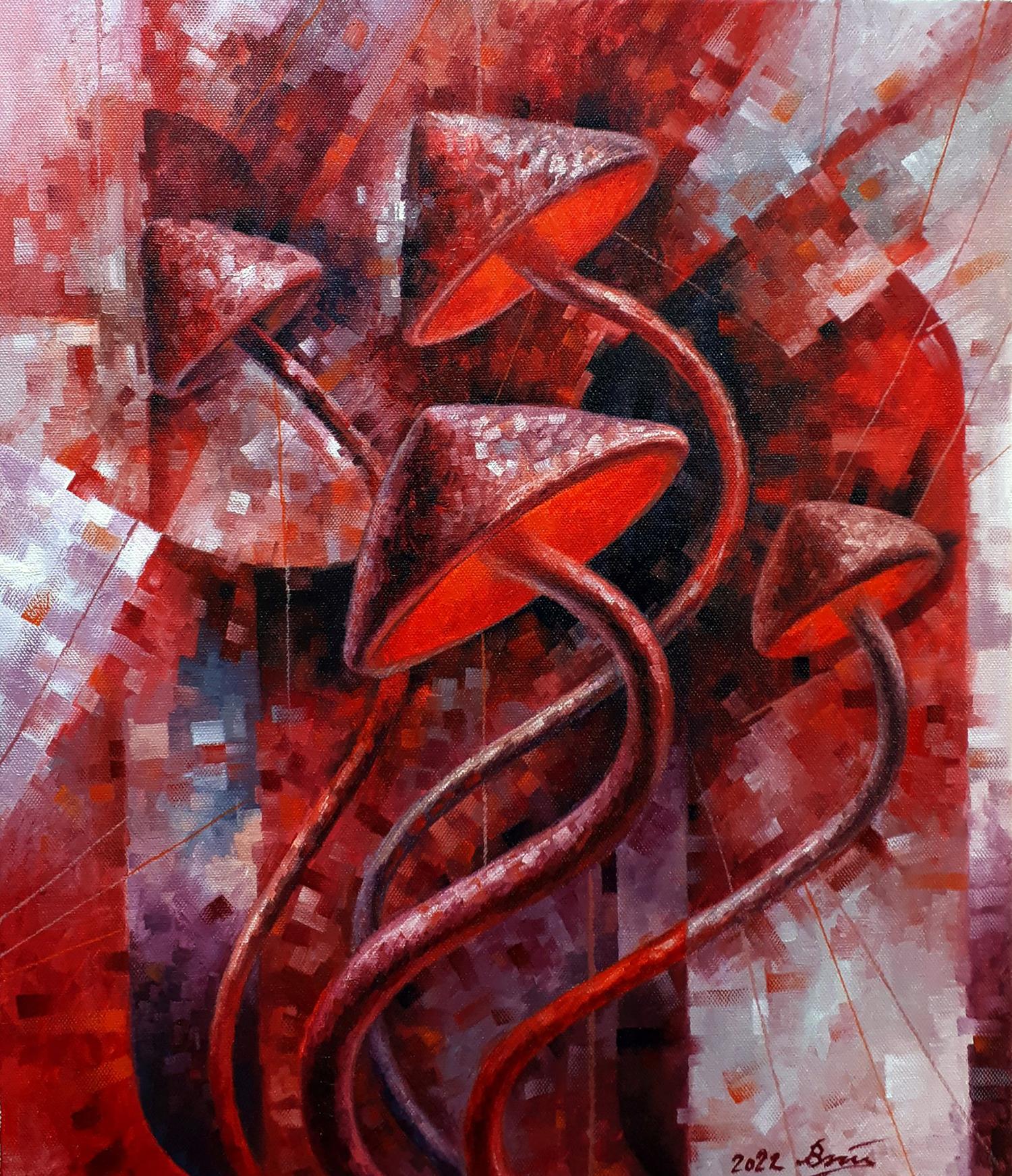 Oil painting Red in gray Sergey Voichenko