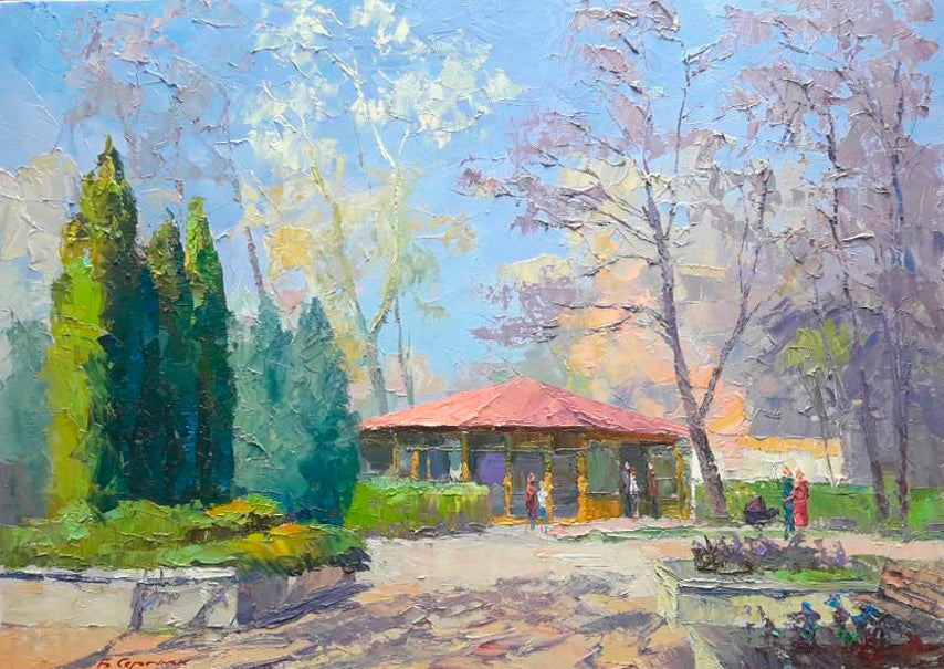 Vibrant impressionist oil painting Spring in the park by Serdyuk Boris Petrovich