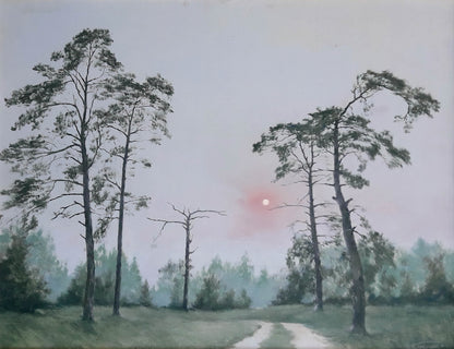 Oil painting Daylight Korkishko Vasily misty forest path watercolor style