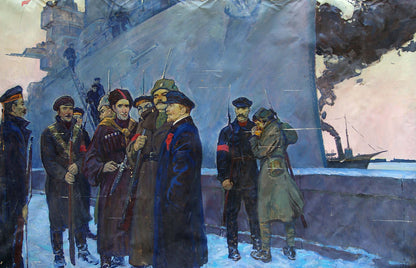 Oil painting of Lenin with sailors by Pavlyuk Georgy Nikolaevich