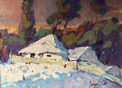 Oil painting Winter evening Ivanyuk Alex
