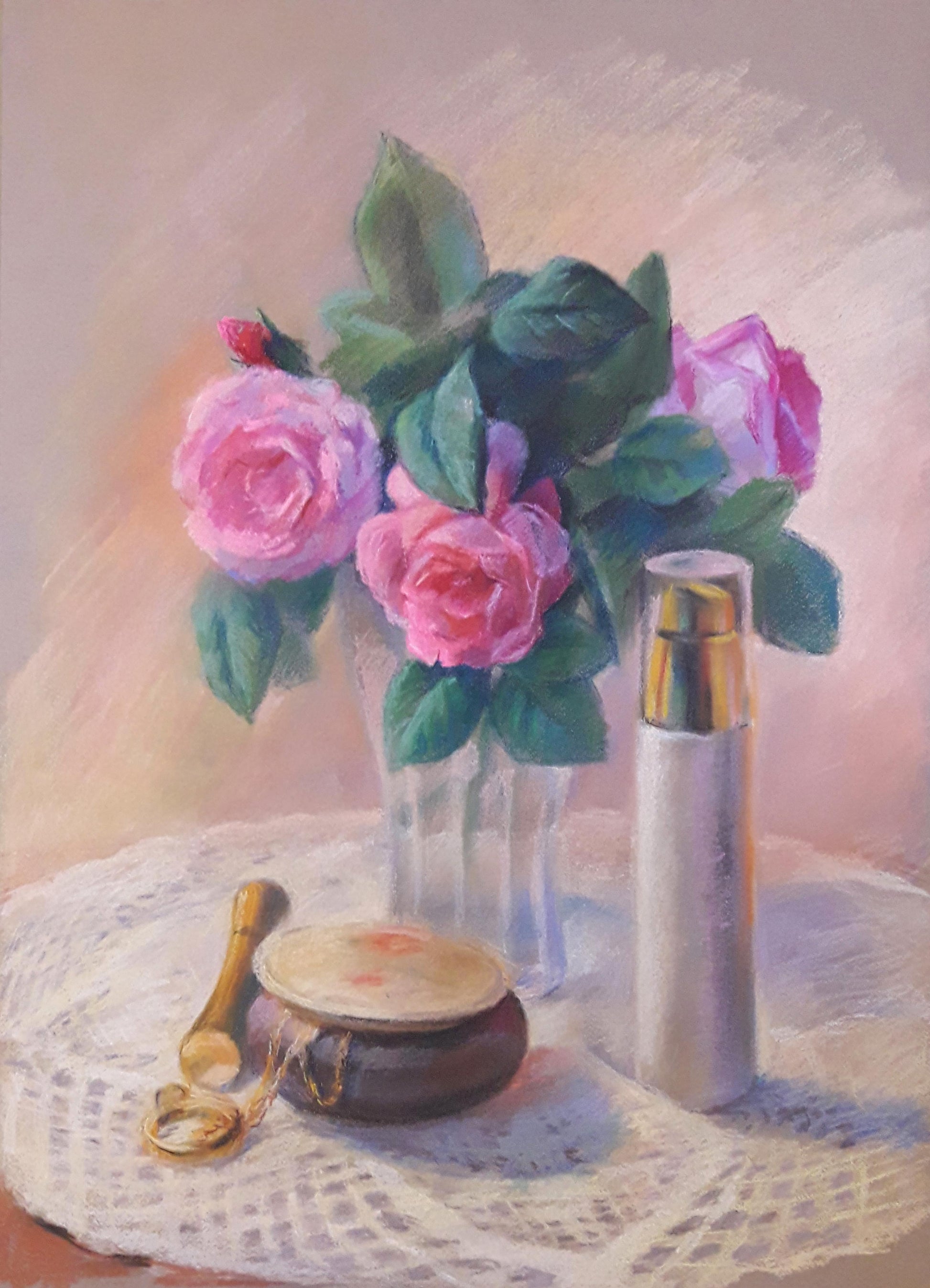 Pastel painting Tea roses Serdyuk Boris Petrovich