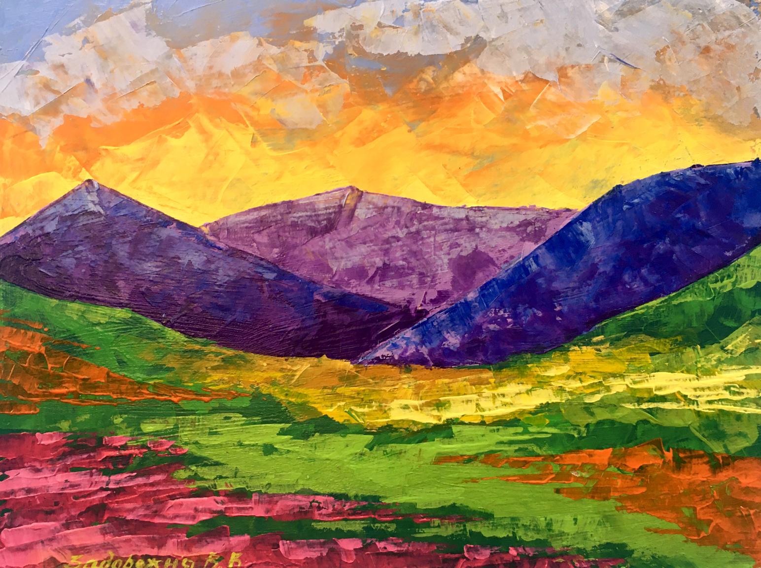 Vibrant impressionist oil painting By the Evening by V. Zadorozhnya