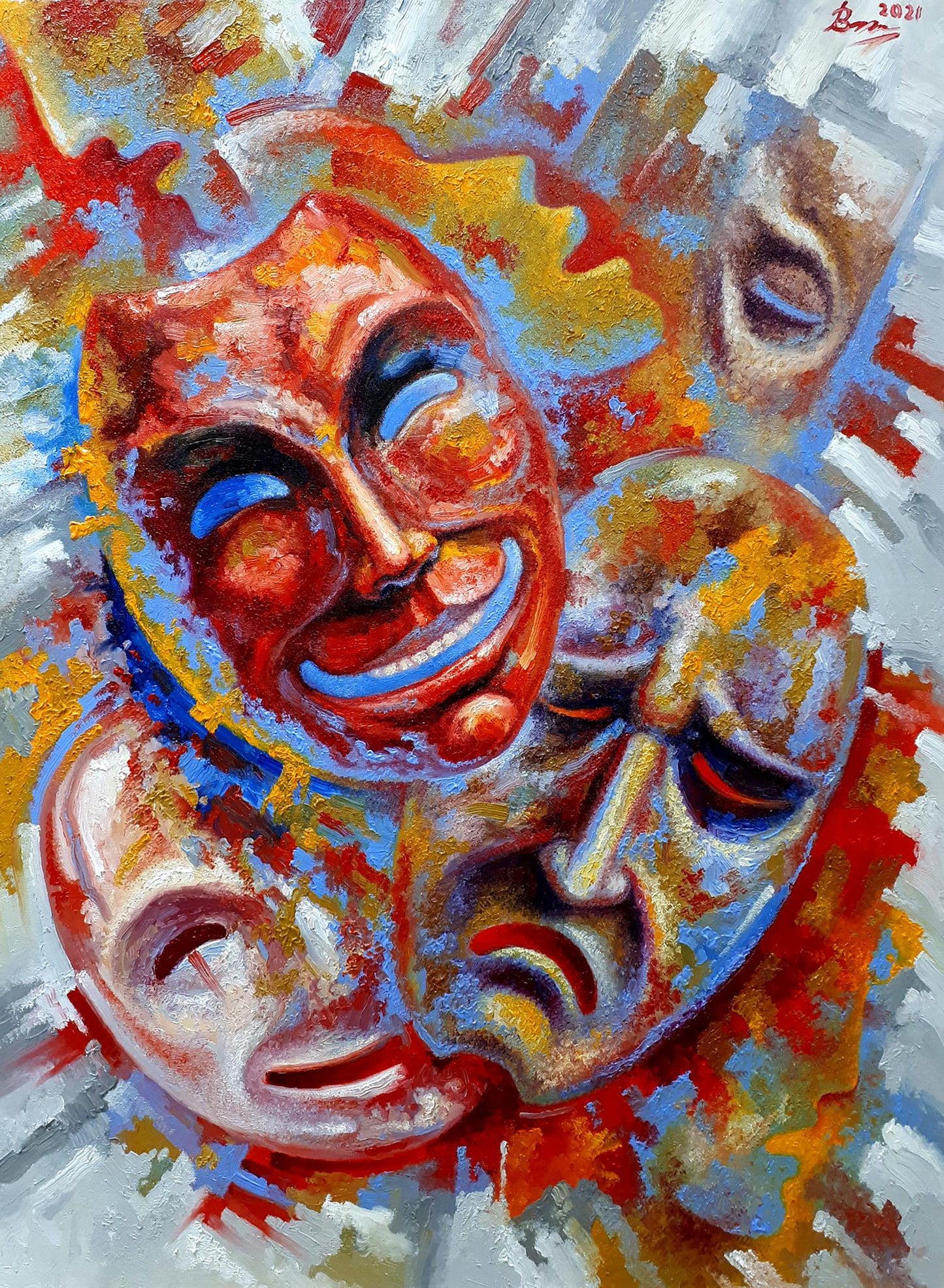 Oil painting 7 masks Sergey Voichenko