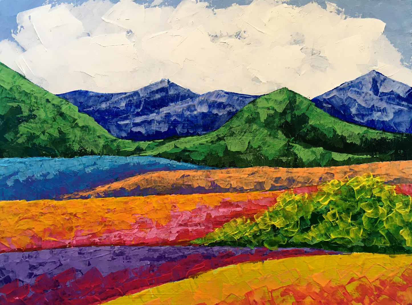 Vibrant impressionist oil painting Fresh air in the mountains by Zadorozhnya V. V
