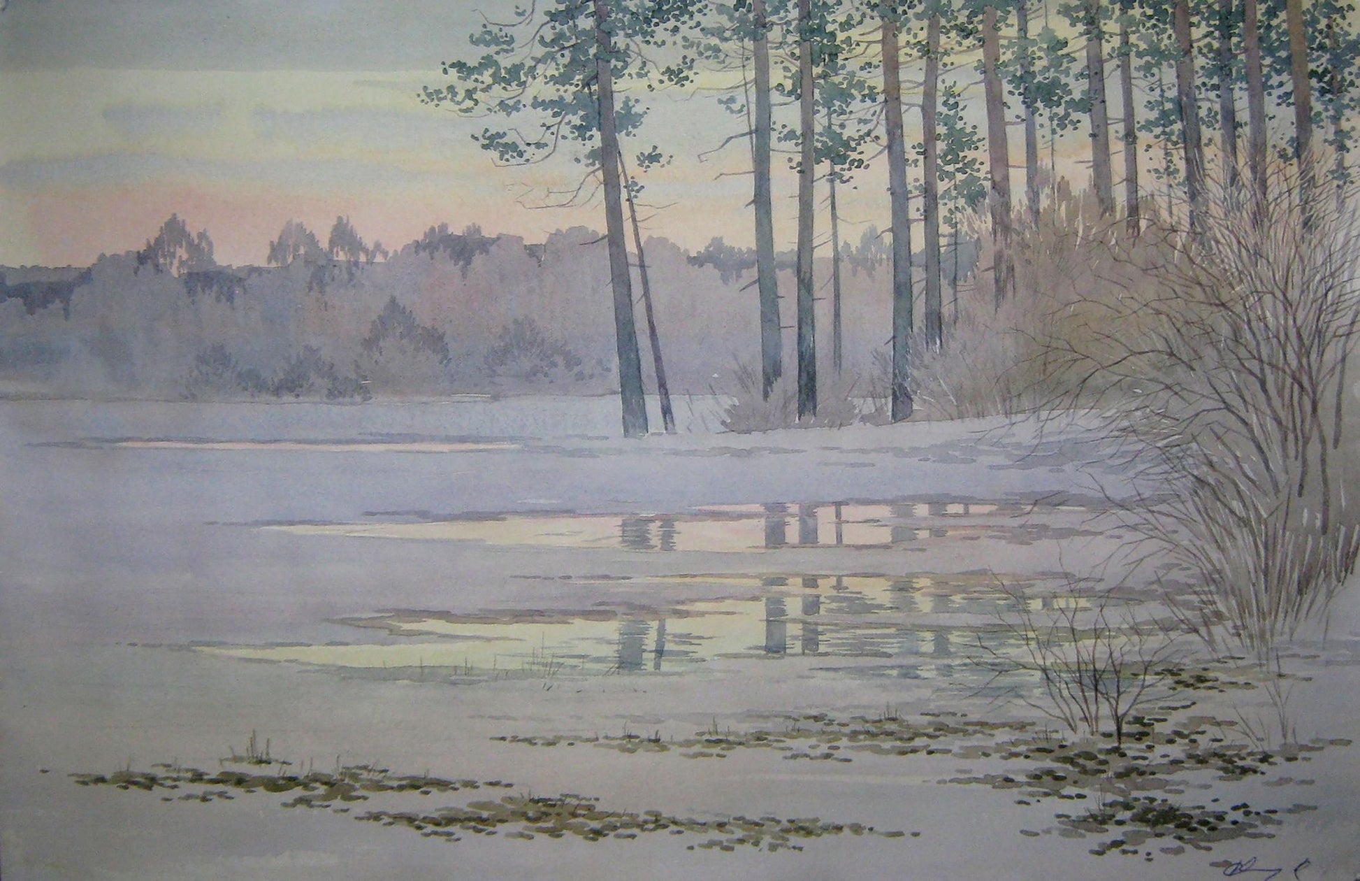 Watercolor painting It's warmer Savenets Valery