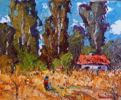 Oil painting Autumn poplars Ivanyuk Alex