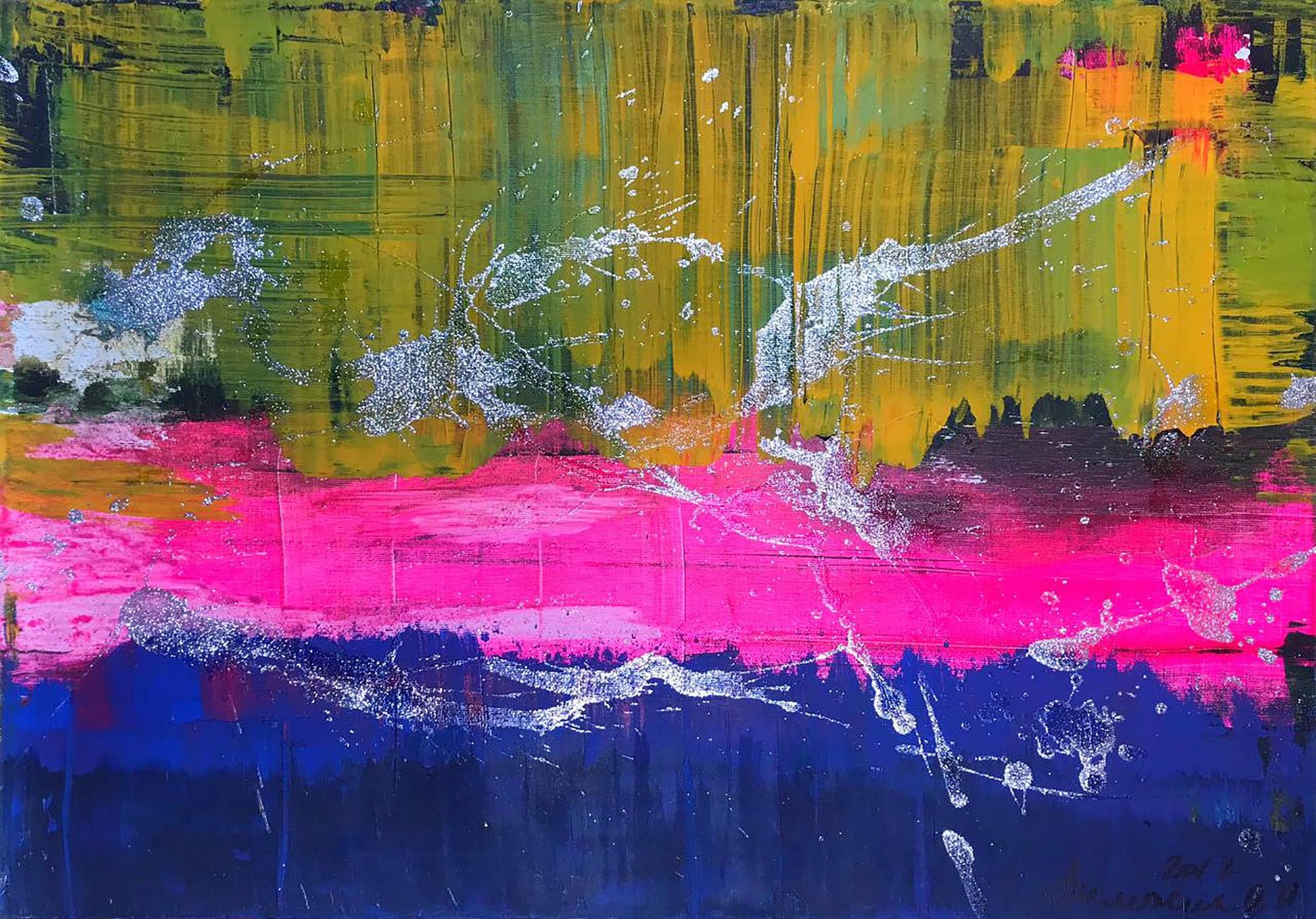 Vibrant Good Mood acrylic painting by Melezhik Olga with bold color bands