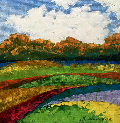 Oil painting Autumn morning V. Zadorozhnya vibrant textured landscape