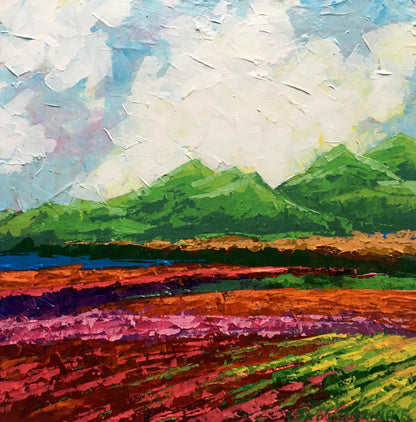 Oil painting Summer in the Carpathians by Zadorozhnya V. V. vibrant mountains