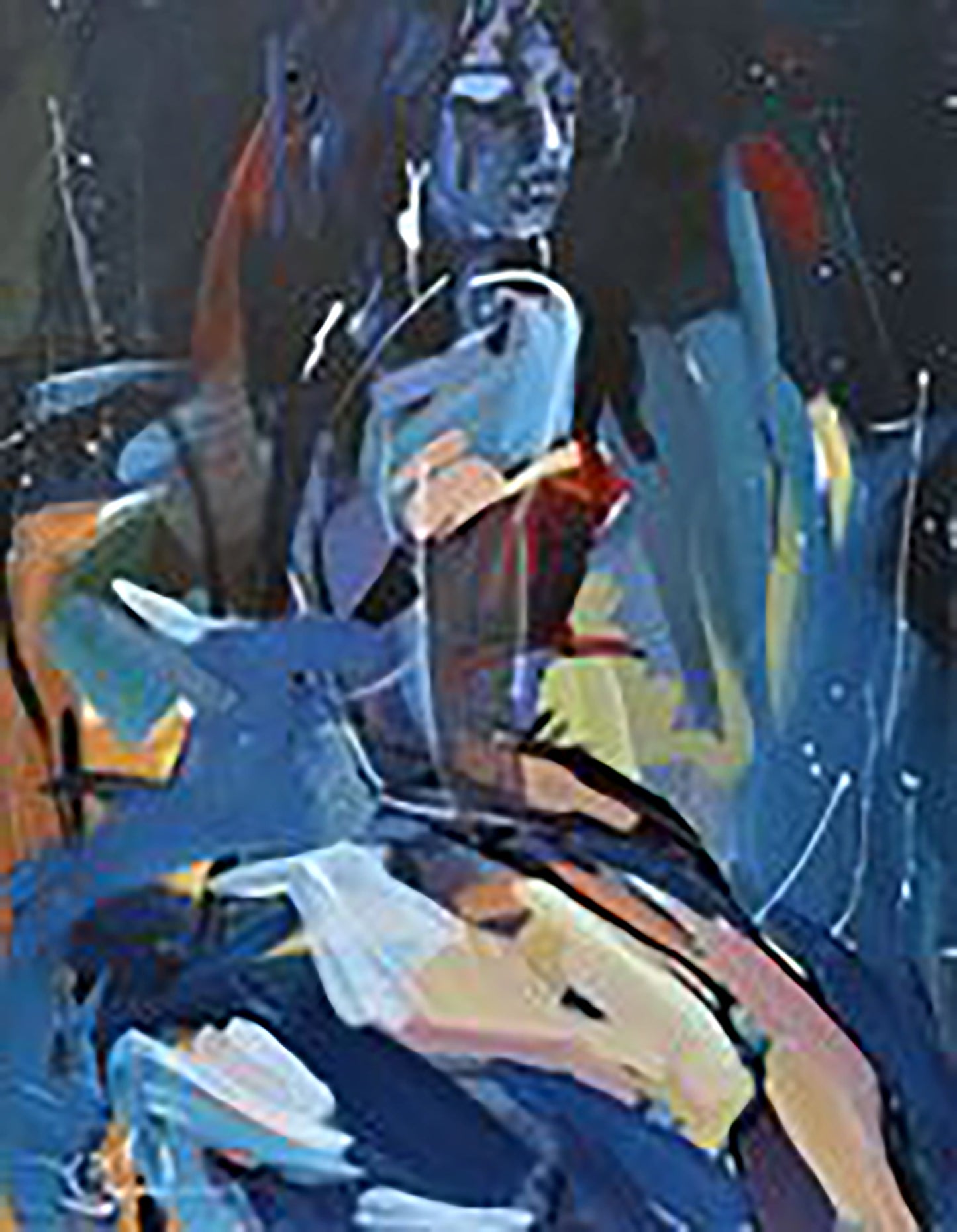 Oil painting The girl woke up in the morning by Yuri Kozyar, abstract blue figure